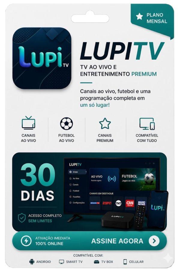 Recarga LUPITV 30 dias — Plano mensal